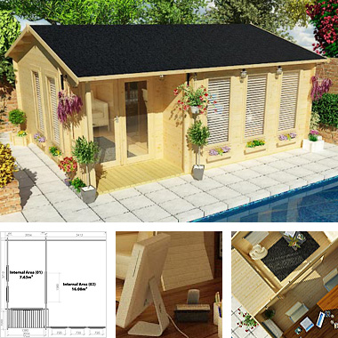 garden office, 2 rooms